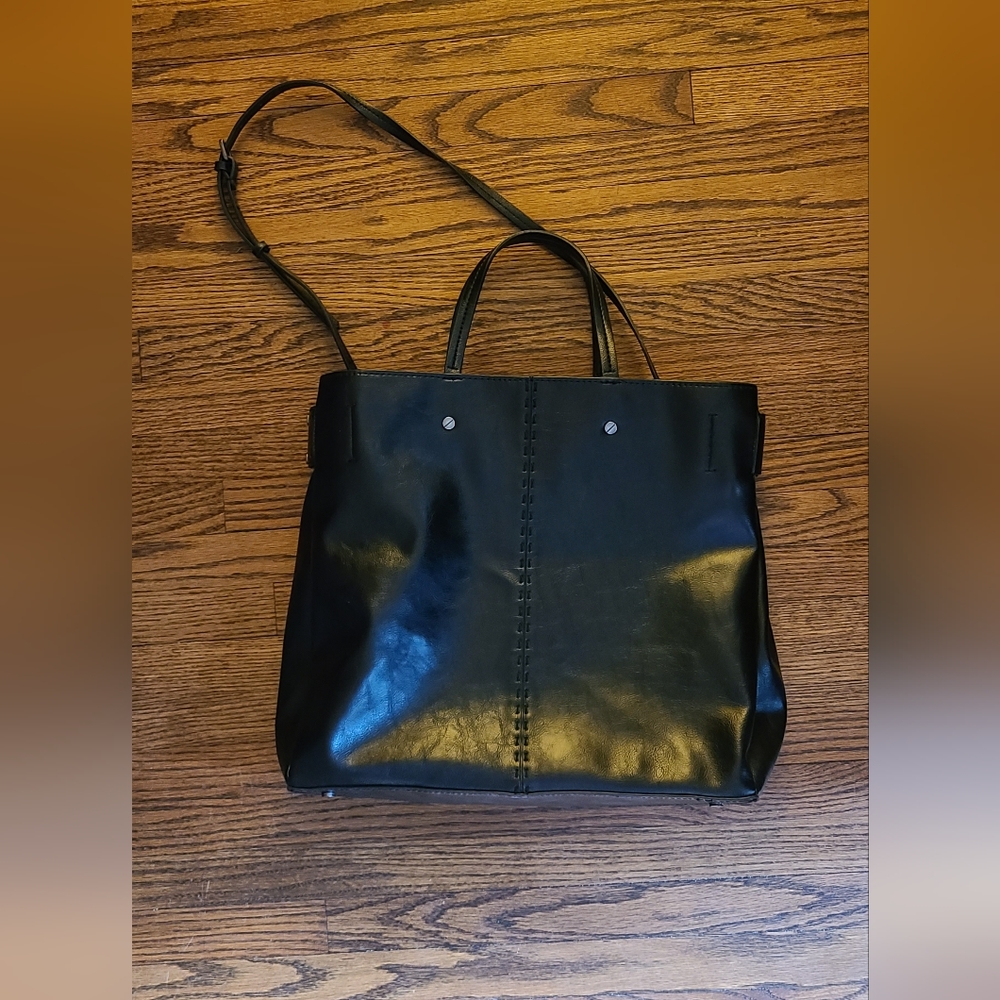 Zara | Black Faux Leather Tote